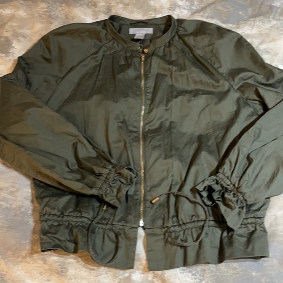 H&M Women’s SZ 8 Olive Green Front Zip Blazer Draw String Waist Lined Jacket - Picture 11 of 13